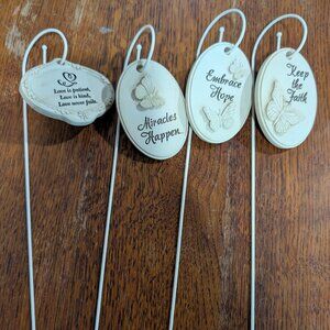 Set of (4) ceramic plants stakes, insperational messages